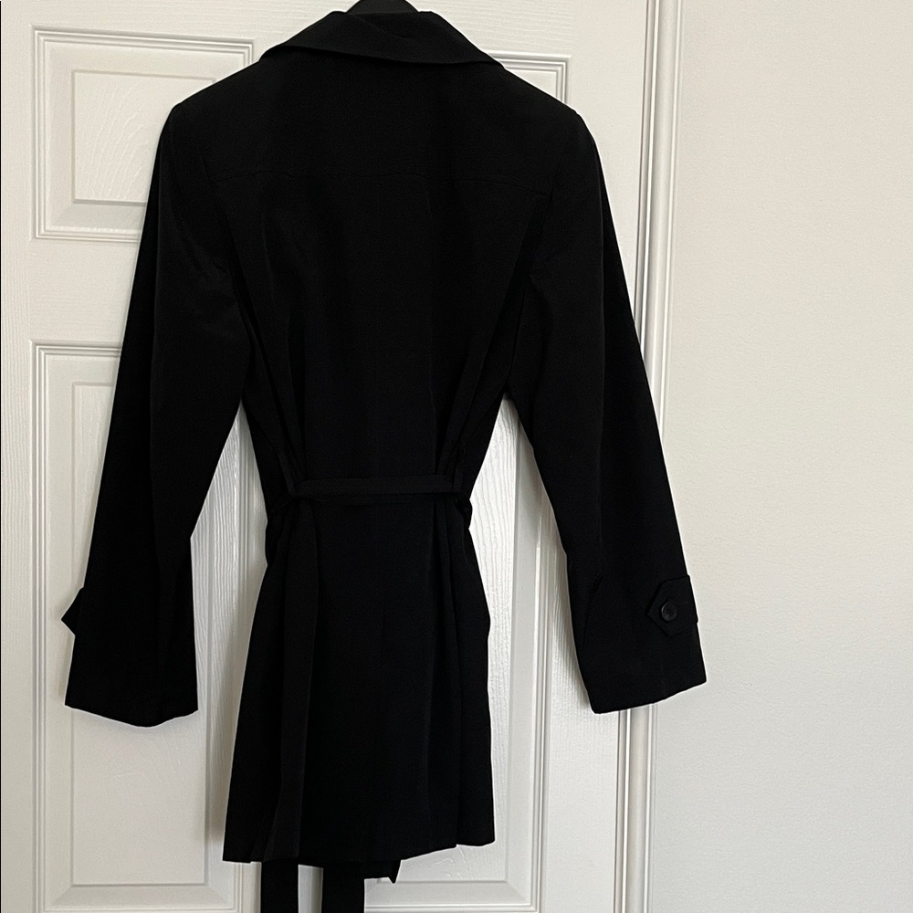 Larry Levine Black Trench Coat - Picture 3 of 3